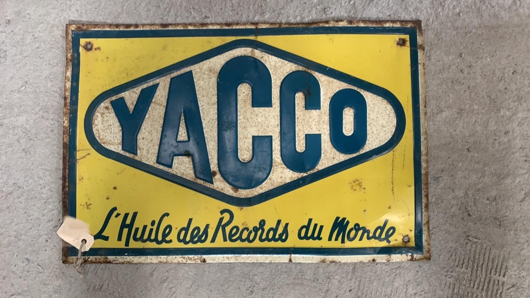 23-092  Yacco tin plate in embossed 1954, 49 X 32 cm