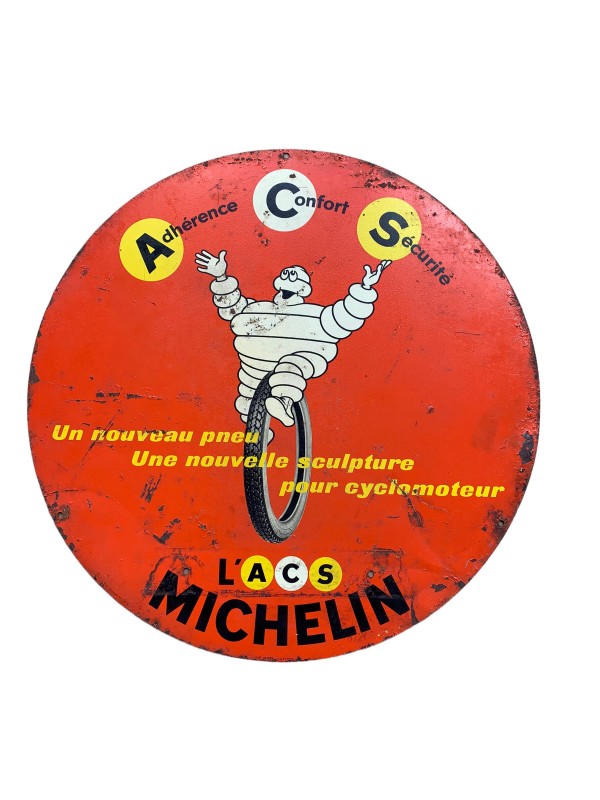Emaille-23-019  Michelin Blechteller 47cm selten doppelseitig